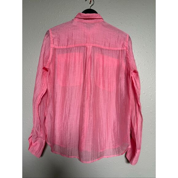 Scotch & Soda Pink Semi-Sheer Textured Button Down w/ Chest Pockets (M) - Picture 4 of 10